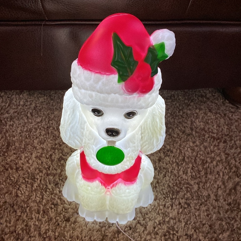 Holiday Time 11”- inch Blow Mold Poodle Lights Up